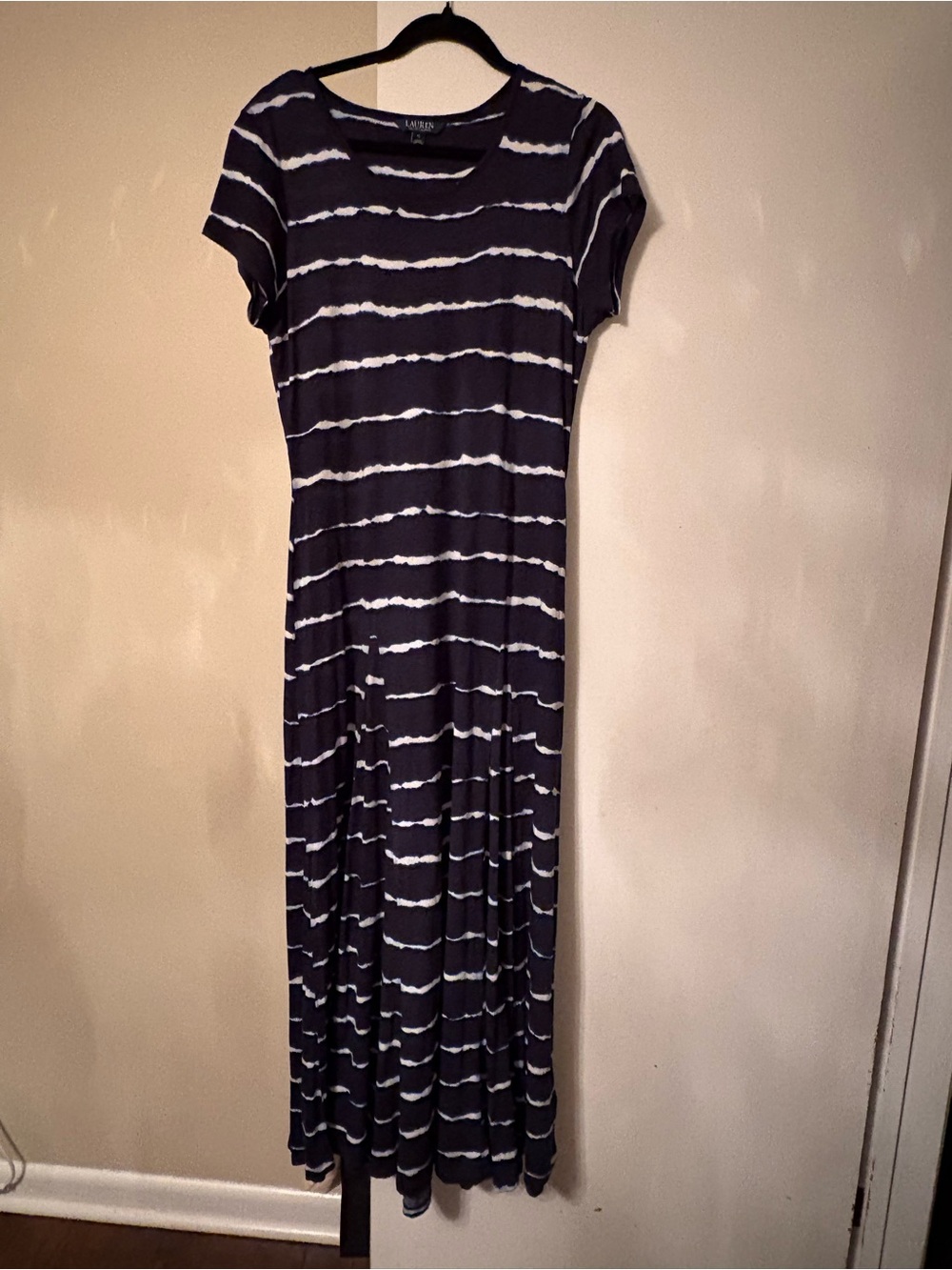 Ralph Lauren Navy and White Striped Maxi Dress